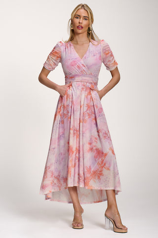 Petite Mesh Print Dip Hem Maxi Dress, Purple Multi