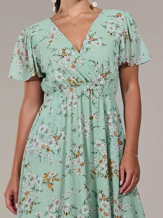 Petite High-Low Midaxi Dress, Green Floral