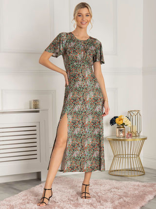 Dalilah Maxi Dress, Green Animal
