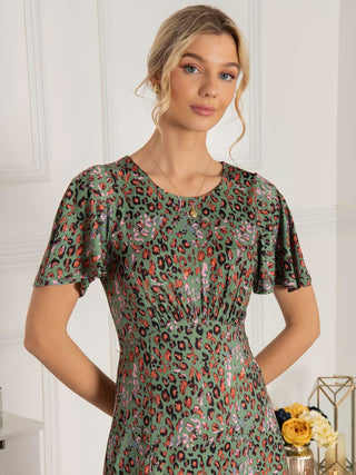 Dalilah Maxi Dress, Green Animal
