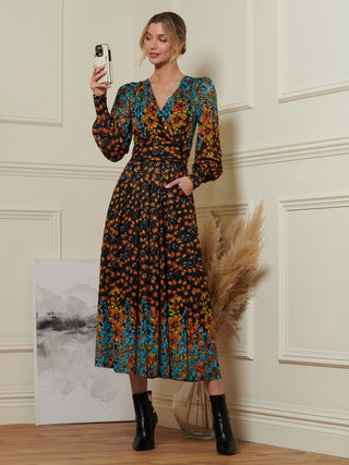 Quiyn Symemetrical Print Lace Maxi Dress, Orange Multi