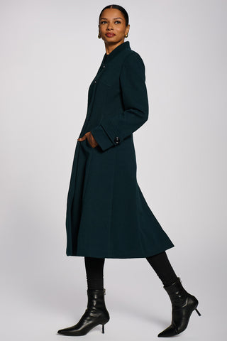 Military Asymmetrical Button Jacket, Dark Green