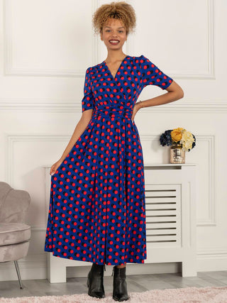 Rayette Polka Dot Maxi Jersey Dress, Royal Polka