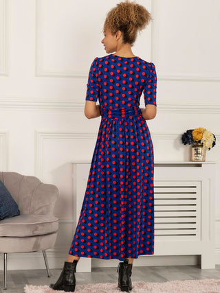 Rayette Polka Dot Maxi Jersey Dress, Royal Polka