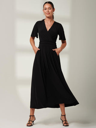 Eldoris Angel Sleeve Jersey Maxi Dress,Black