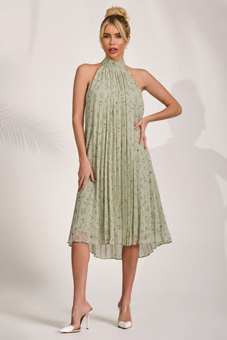 Halter Neck Midi Dress, Mint Green