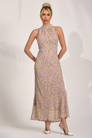 Chiffon Halterneck Midaxi Dress, Pink Floral