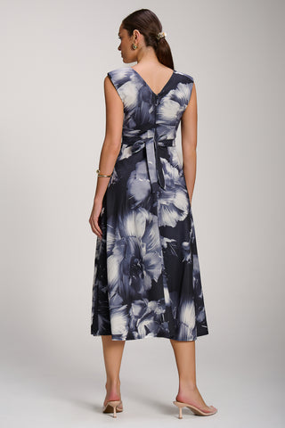 Scuba Printed Midaxi Dress, Black Abstract