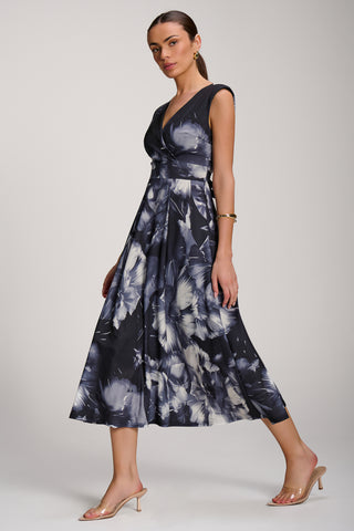 Scuba Printed Midaxi Dress, Black Abstract
