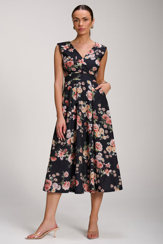 Scuba Printed Midaxi Dress, Black Floral