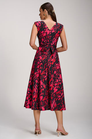 Scuba Printed Midaxi Dress, Red Animal