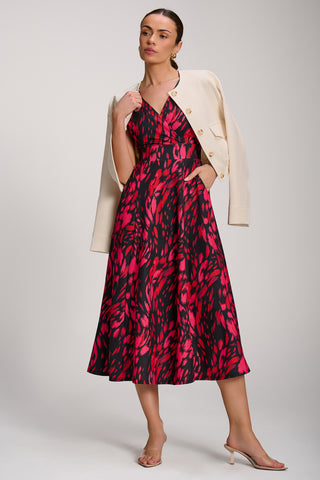 Scuba Printed Midaxi Dress, Red Animal