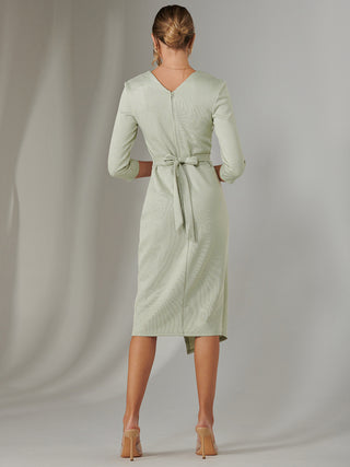 Metallic Wrap Bodycon Dress, Light Green