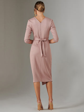 Metallic Wrap Bodycon Dress, Pink