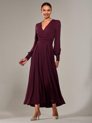 Long Sleeve Super Soft Jersey Maxi Dress, Purple