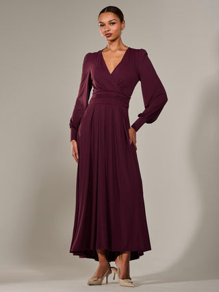 Long Sleeve Super Soft Jersey Maxi Dress, Purple