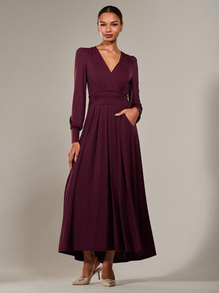 Long Sleeve Super Soft Jersey Maxi Dress, Purple