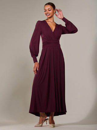 Long Sleeve Super Soft Jersey Maxi Dress, Purple
