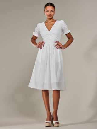 Puff Sleeve Midi Dress, White