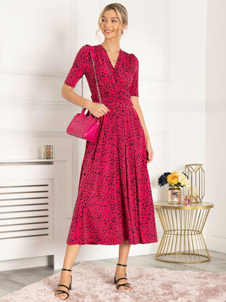 Josie Animal Print Maxi Dress, Cerise