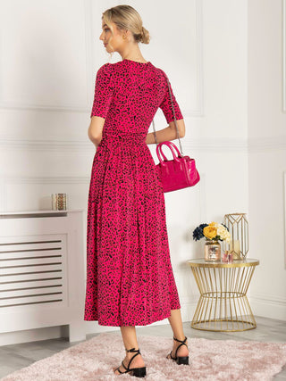 Josie Animal Print Maxi Dress, Cerise