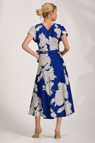 Kimono Sleeve Print Scuba Midaxi Dress, Royal Blue