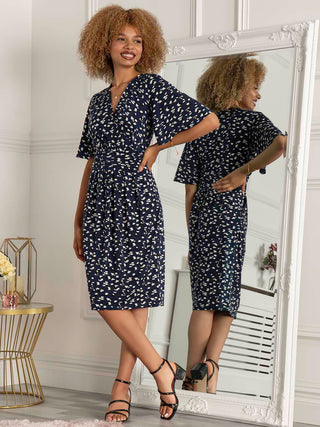 Jolie Moi Elesia Flare Sleeve Shift Dress, Dark Teal