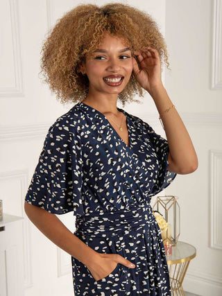 Jolie Moi Elesia Flare Sleeve Shift Dress, Dark Teal