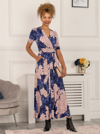 floral print maxi dress, floral dress, floral print dresses, maxi dress with sleeves, jersey dress uk, jersey dress with sleeves, jersey dress for women, dress with sleeves, sleeved maxi dress, floral wrap dress, wedding guest, wedding guest dress