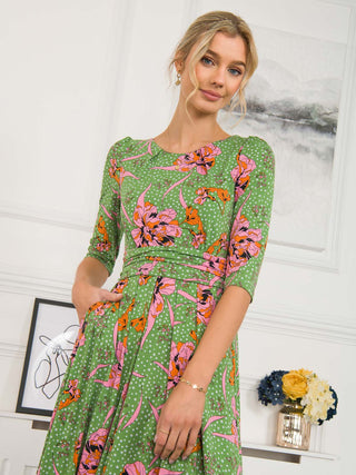green maxi dress, green maxi dress uk, green maxi dress with sleeves, green maxi dress wedding guest, wedding guest, wedding guest dress, floral maxi dress with sleeves, floral maxi dress uk