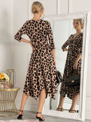 Jolie Moi Knot Front Hanky Hem Dress, Pink Animal