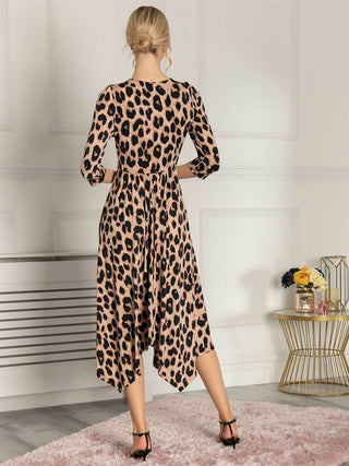Jolie Moi Knot Front Hanky Hem Dress, Pink Animal