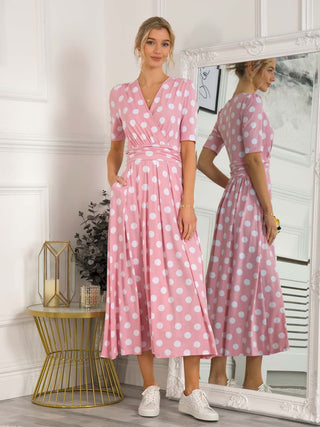 Jolie Moi Odelia Wrap Front Maxi Dress, Light Pink