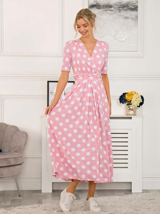 Jolie Moi Odelia Wrap Front Maxi Dress, Light Pink
