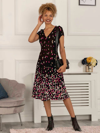 Jolie Moi Sasha Midi Dress, Black Multi