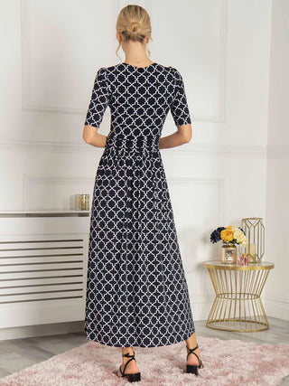 Jolie Moi Kiera Wrap Front Maxi Dress, Navy Geo